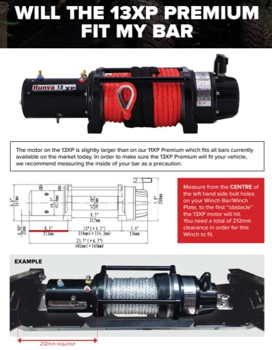 Runva 13XP Premium Winch with Synthetic Rope 12v or 24v