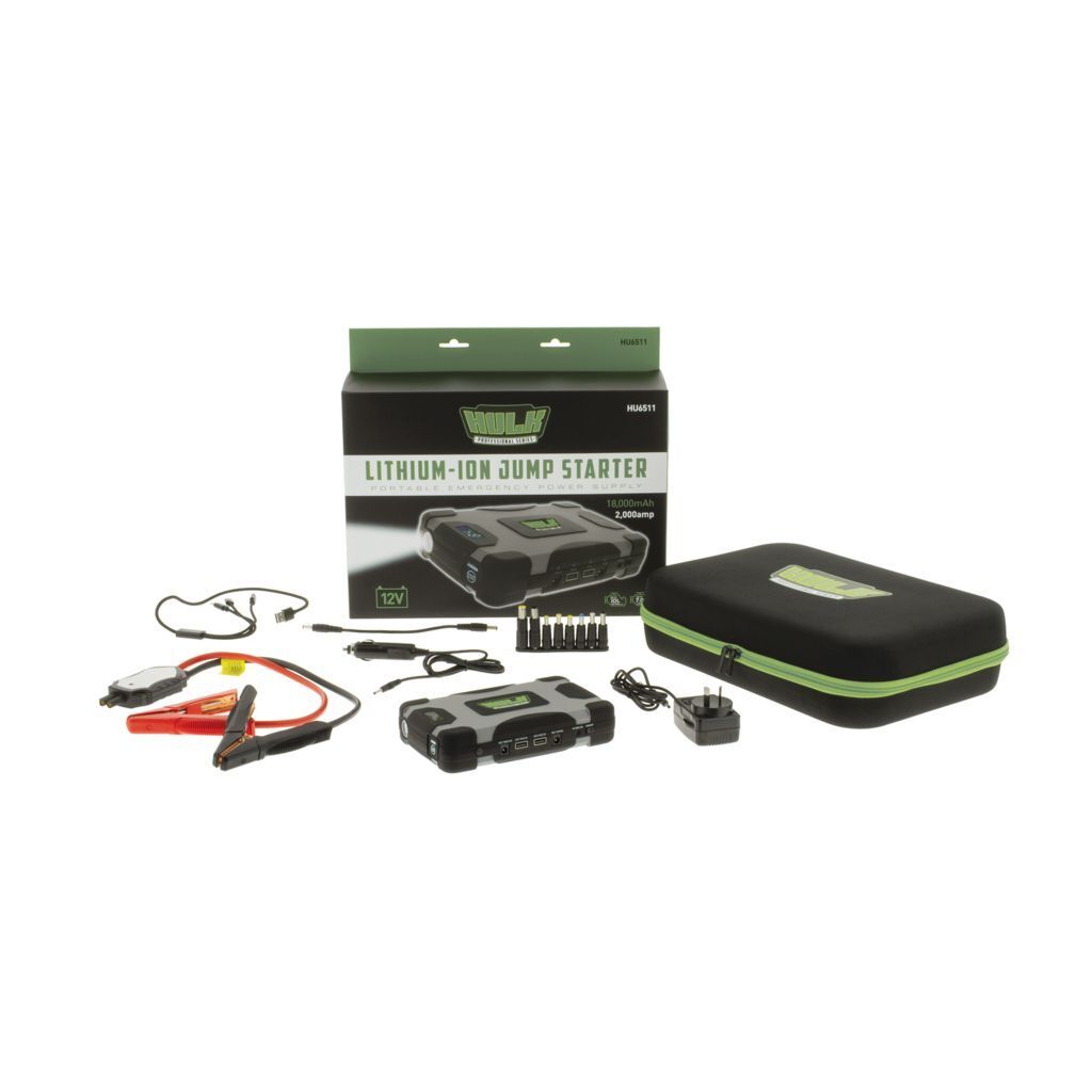 Hulk Portable Lithium-Ion Jump Starter - 18,000mAh - 2,000 Amp