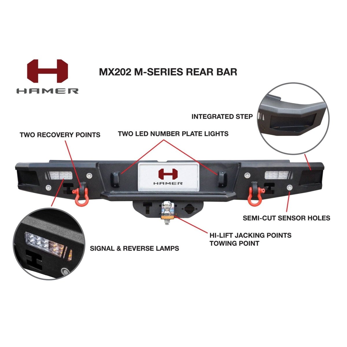 Hamer M-Series MX202 Rear Bar for Ford Ranger Raptor 2018-2021