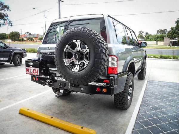 MCC Carrier 022-02 Rear Bar with Single Wheel and Single Jerry for Nissan Patrol GU Y61 1998-2004