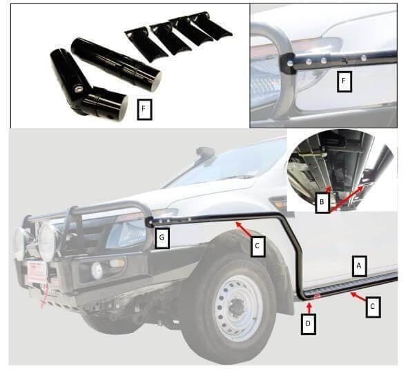 MCC Side Rails 030-09SR for Ford Ranger/Mazda BT50 2012 - current (includes Wildtrak)