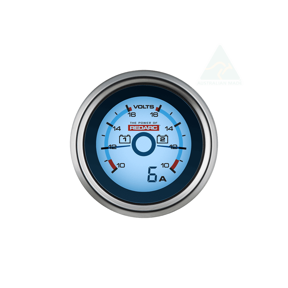 REDARC Dual Voltage Gauge With Optional Current Display