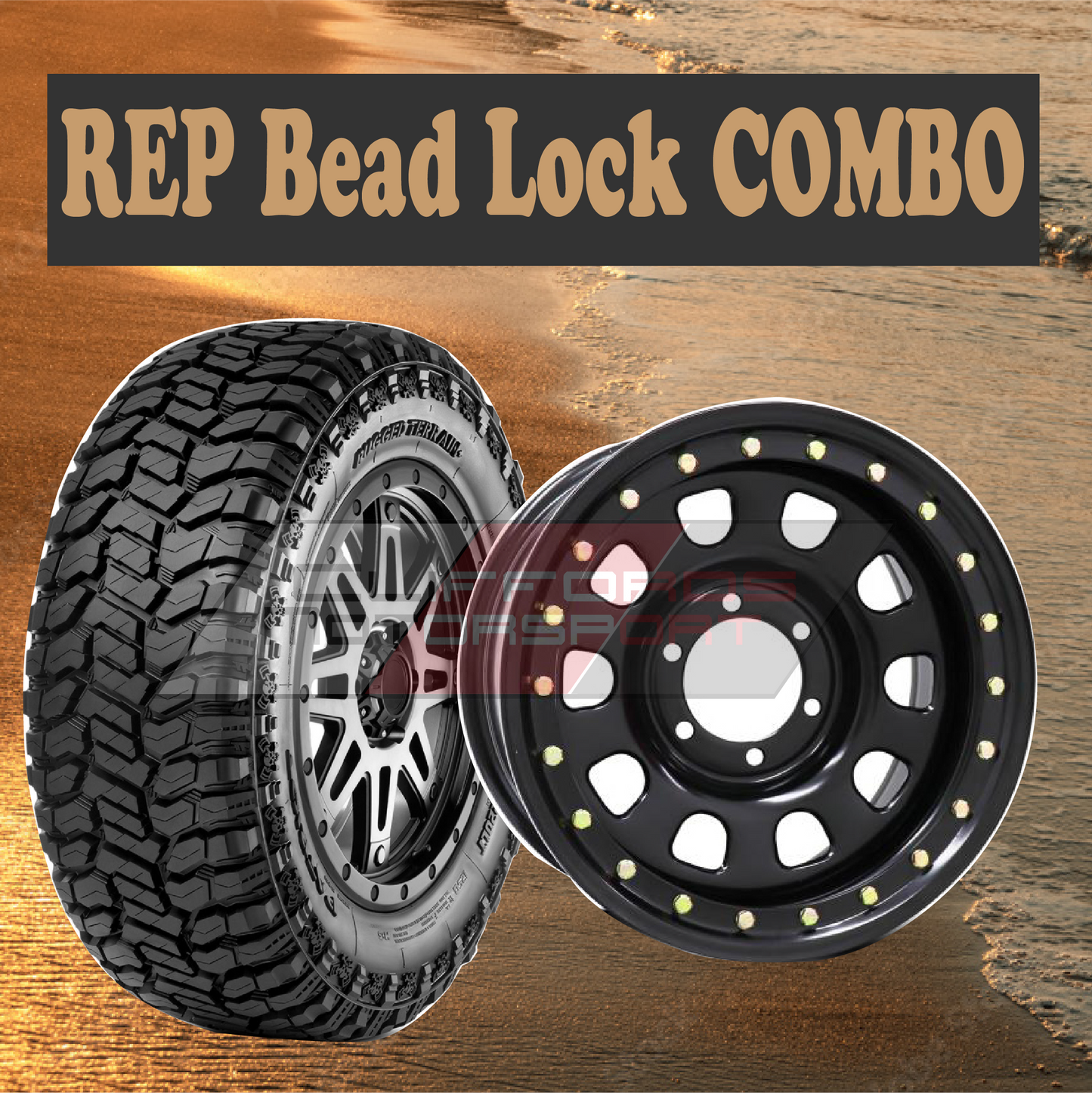 17" DIEZEL REP Bead Lock MULTI FIT Wheel & Tyre Combo