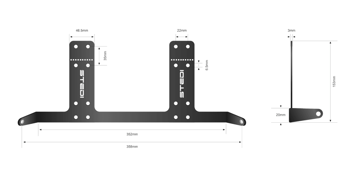 STEDI License Plate Reverse Bracket (To Suit Micro V2 13.9 Inch)