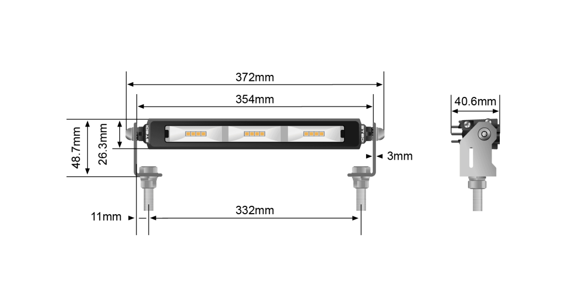 STEDI Micro V2 13.9 Inch 24 LED Flood Light (Amber)