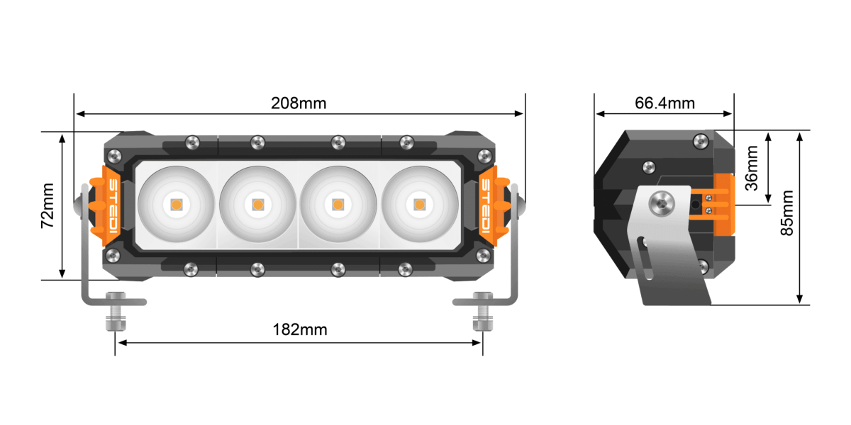 STEDI ST3301 PRO 7.5 Inch 4 LED WORK LIGHT