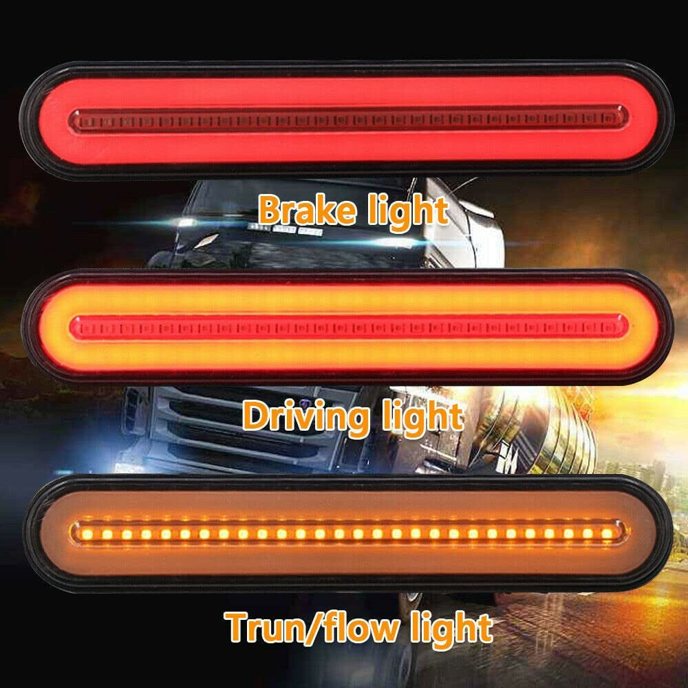 2Pcs LED Tail Lights Trailer Truck Flowing Stop/Turn/Tail