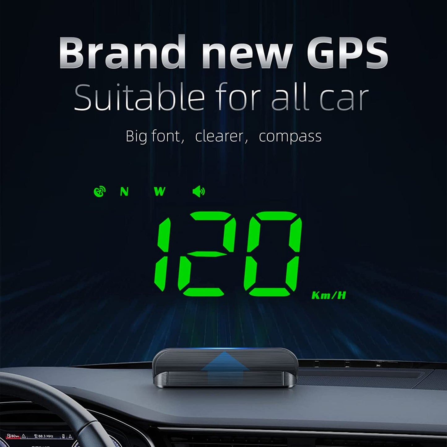 Digital GPS Speedometer M1，Car Hud Head up Display with Speed Warning，Car Speed Digital Display Odometer with Fatigue Driving Warning, for All Cars (M1 Green)