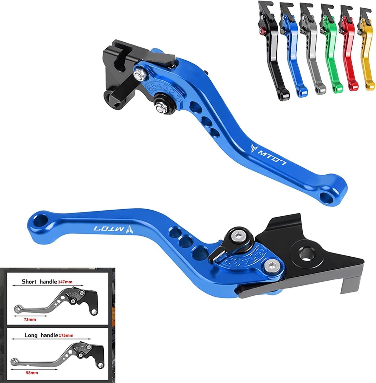 Motorcycle Accessories CNC Brake Clutch Levers for Yamaha MT07 MT09 MT-07 MT-09 Tracer 2013-2022 Short Long Handles a Pair (Color : 7)