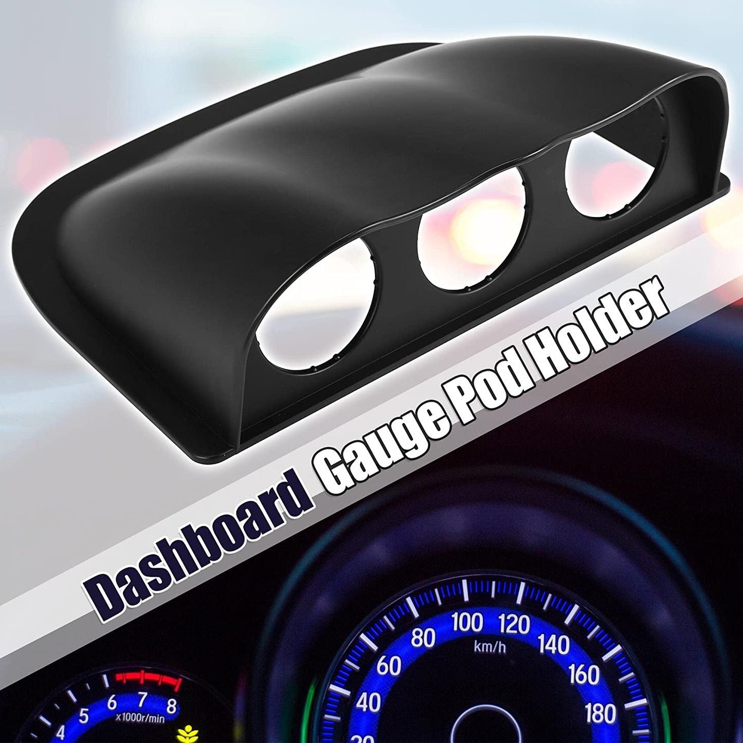 52Mm 2" Triple Hole 3 Holes ABS Plastic Universal Console Dashboard Gauge Holder Dash Gauge Pod Car Meter Mount Bracket Dome Lip Instrument Panel Shell Black