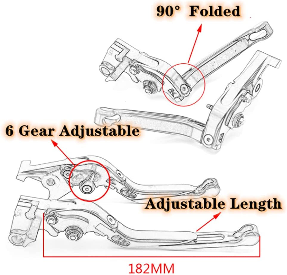 for YAMAHA MT-07 / LA/HO 2014-2020 Modified High-Quality CNC Aluminum Alloy 6-Stage Length Adjustable Foldable Brake Clutch Lever Accessories (Red)