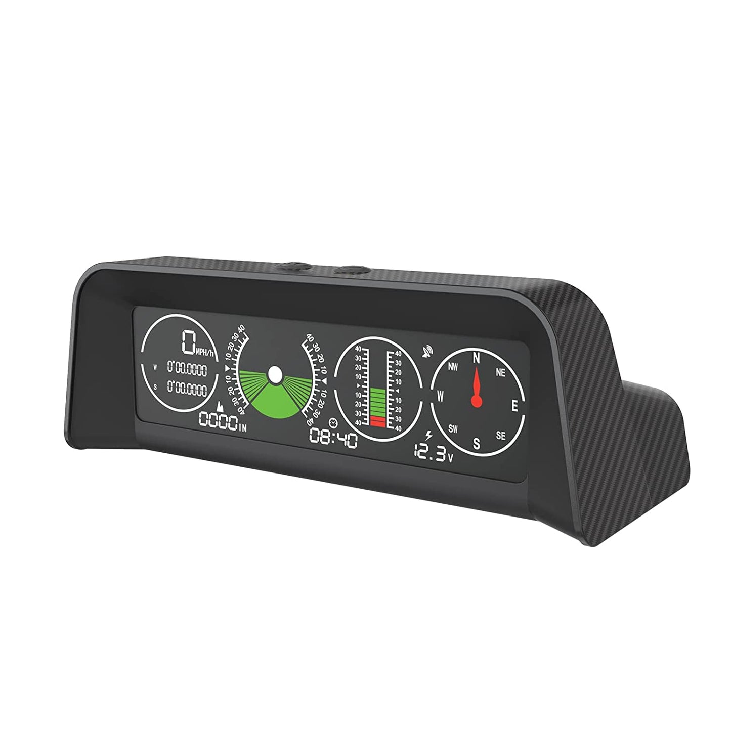 Car Inclinometer Level Tilt Gauge, Car HUD GPS Speedometer