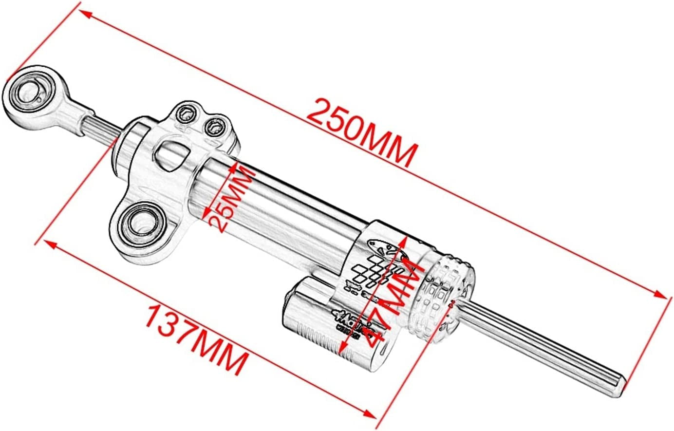 345Mm 255Mm Universal Motorcycle Adjustable Steering Damper Stabilizer Compatible with Yamaha MT10 MT-07 MT09 ZX6R YZF R6 CBR650R CB1000R (Color : 255Mm Aluminum Alloy)