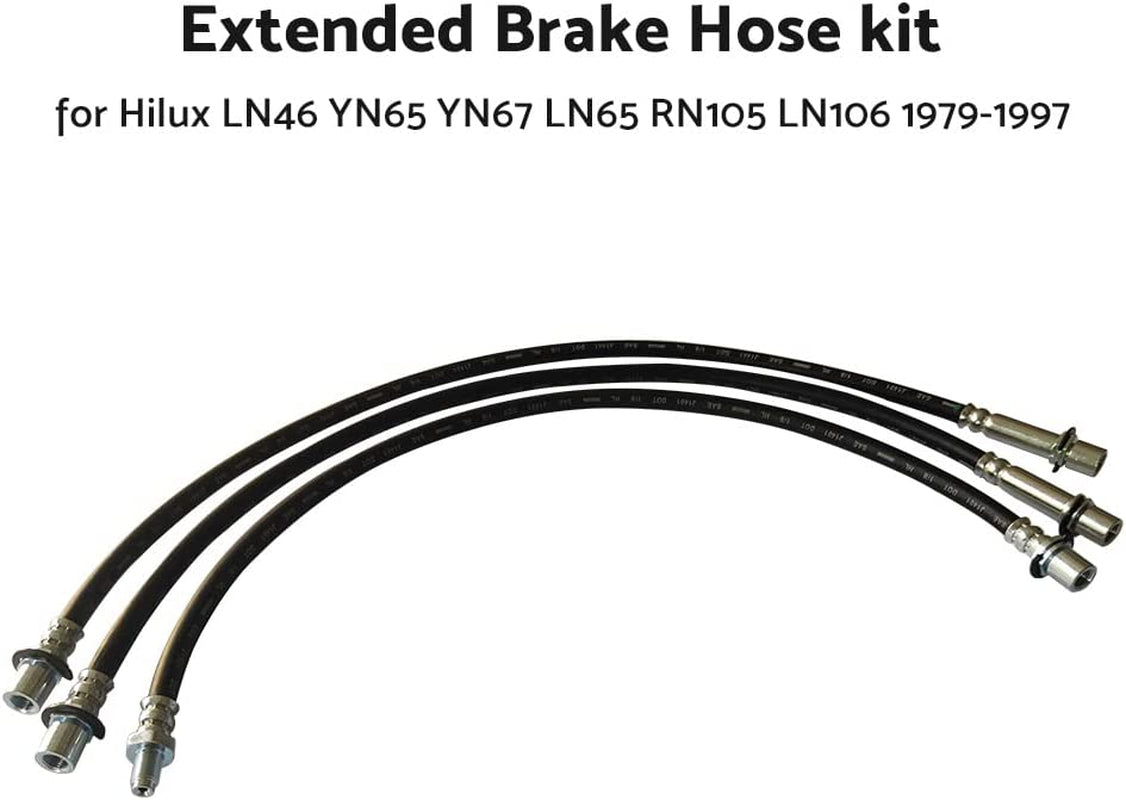 3Pcs Front Rear Extended Brake Line Hose Kit Fits for Toyota Hilux LN106 LN46 LN60 LN65 RN105 YN65 YN67