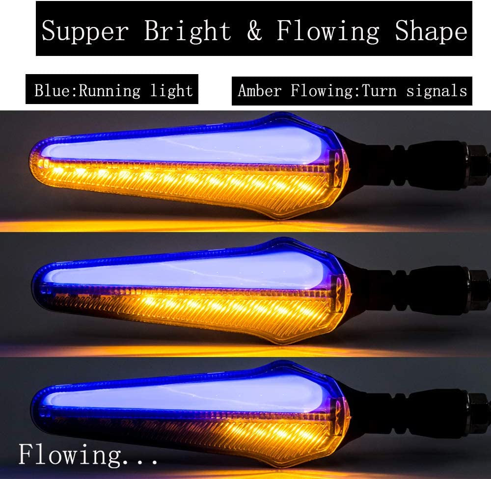 Motorcycle Flowing Led Turn Signal Lights Blinkers Front Rear Indicators for Motorbike Yamaha Scooter Harley Cruiser Honda Kawasaki BMW Suzuki(1Pair,Pack of 2)